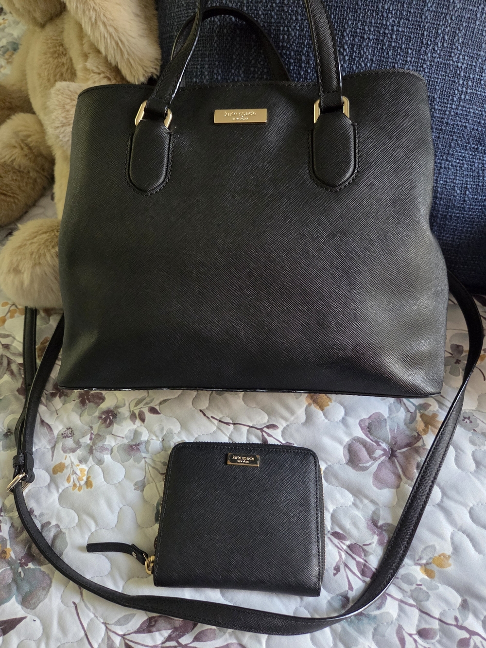 Kate Spade Black Saffiano Leather Tote with Matching Wallet